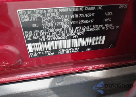 2023 Toyota Rav4 Le z USA, uszkodzony, nr VIN 2T3F1RFV7PW402070